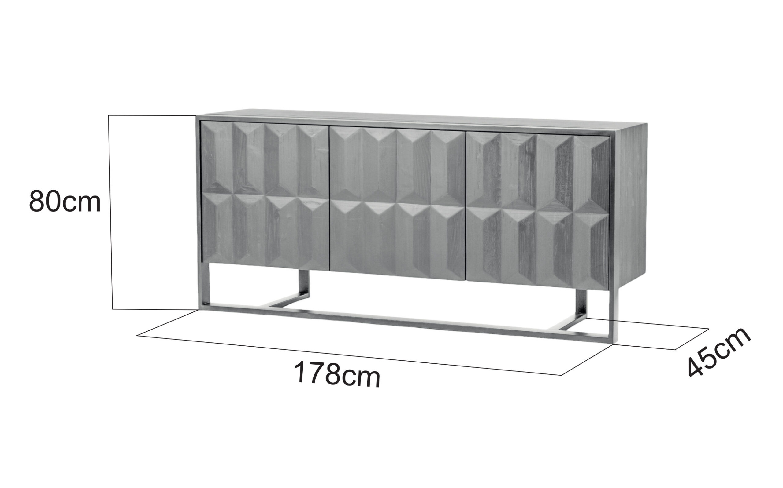 KOMODA czarna, fronty ze strukturą 3D, matowe wykończenie korpusu, żelazne nogi w pół połysku, wymiary KOMODA czarna, fronty ze strukturą 3D, matowe wykończenie korpusu, żelazne nogi w pół połysku, wymiary