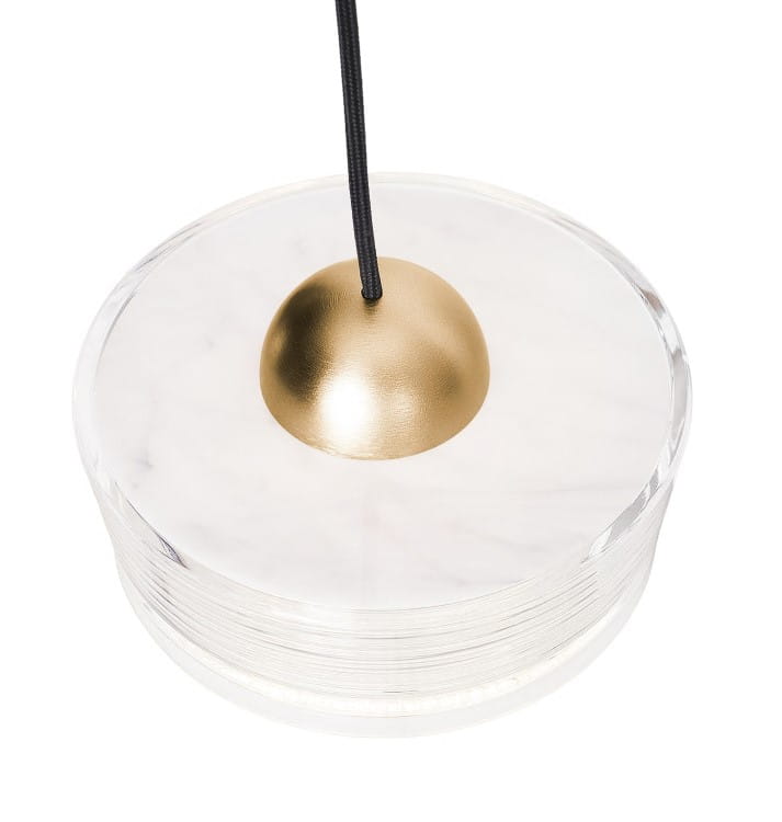 LAMPA WISZĄCA z 7 źródłami światła, akrylowe transparentne klosze, złote detale, nowoczesna, wyjątkowa