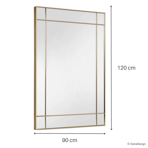 LUSTRO ŚCIENNE Credo Classic ze złotymi szprosami, super białe szkło, nowoczesny styl 90 x 120 cm