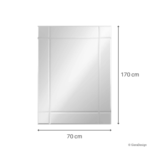 LUSTRO ŚCIENNE Fazis Opti White w lustrzanej fazowanej ramie, prostokątne, nowoczesne 70 x 170 cm