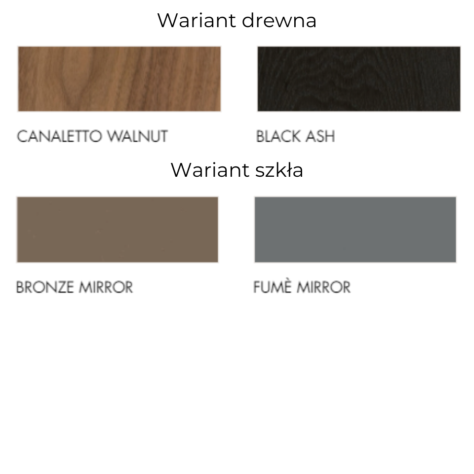 WŁOSKA KOMODA z drewnianym korpusem, lustrzane fronty z drewnianymi płatkami, nowoczesny styl, warianty