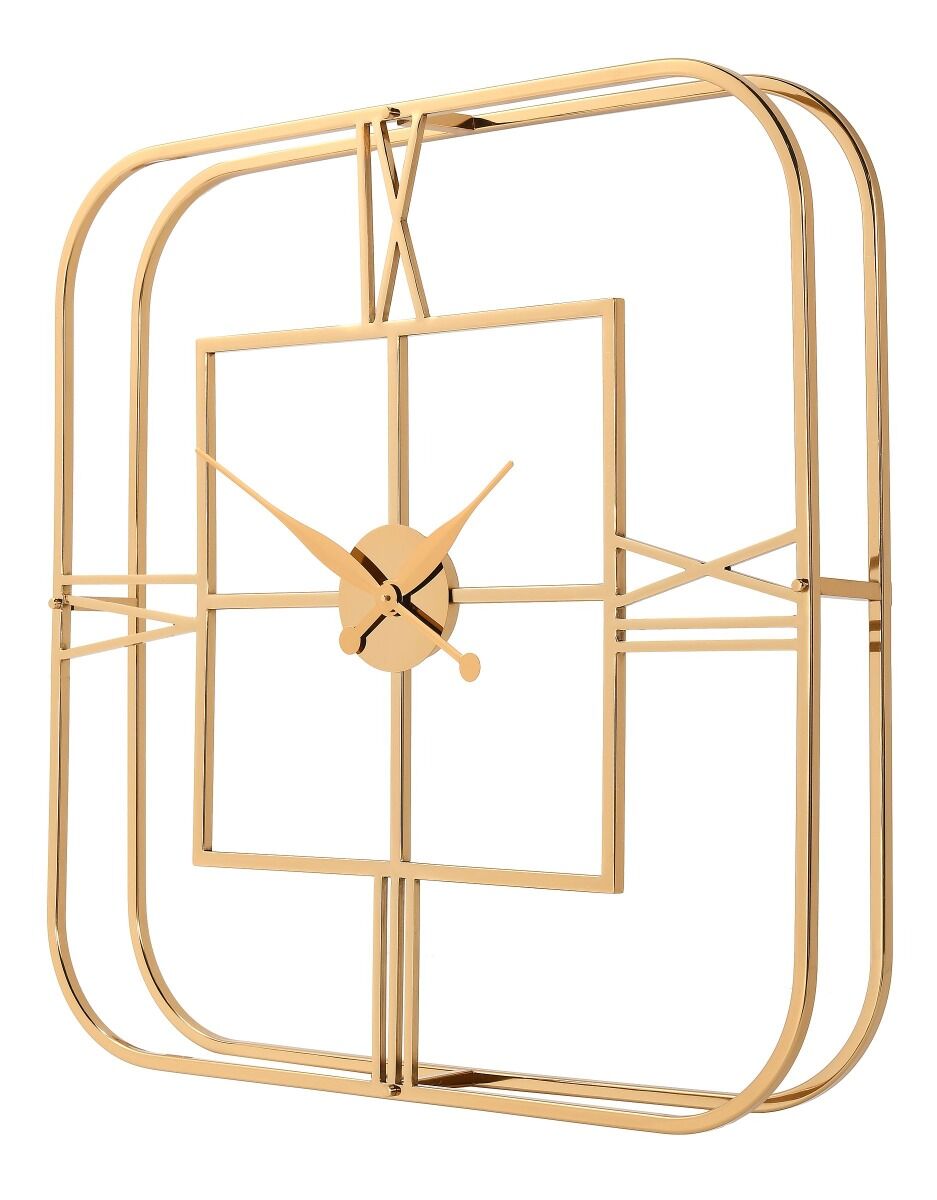 ZEGAR ŚCIENNY kwadratowa, złota rama ze stali, geometryczny, styl glamour, wyjątkowy ZEGAR ŚCIENNY kwadratowa, złota rama ze stali, geometryczny, styl glamour, wyjątkowy