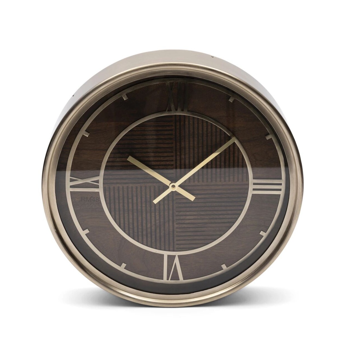 ZEGAR ŚCIENNY okrągły z mosiężną ramą, tarcza z drewna mango, klasyczny styl ZEGAR ŚCIENNY okrągły z mosiężną ramą, tarcza z drewna mango, klasyczny styl