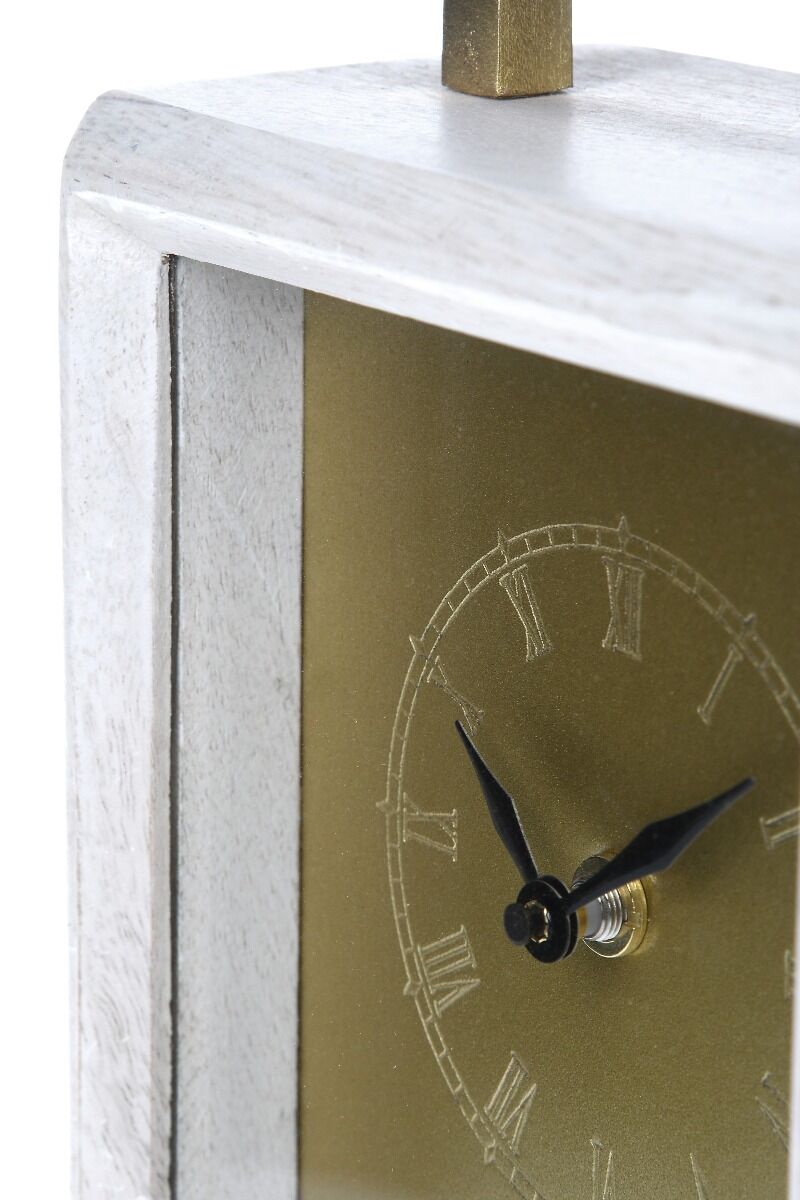 ZEGAR STOJĄCY podłużna biała drewniana rama, złota podwójna tarcza, klasyczny wygląd, ekskluzywny ZEGAR STOJĄCY podłużna biała drewniana rama, złota podwójna tarcza, klasyczny wygląd, ekskluzywny