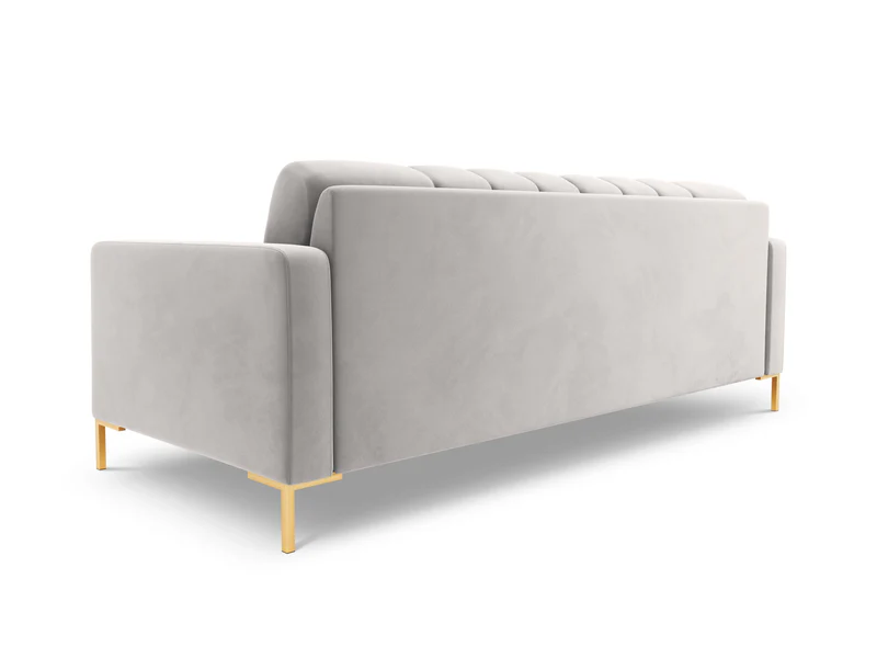 KANAPA 3-osobwa z przeszywanym siedziskiem na metalowych nogach, aksamitna tapicerka do wyboru, srebrny-złoty, ekskluzywna