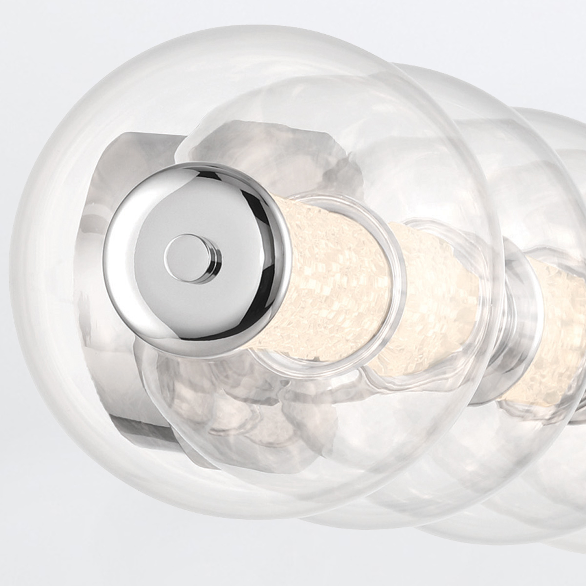 KINKIET ATOMO z 5 źródłami światła, okrągłe szklane klosze, metalowe złote detale, nowoczesny styl, wyjątkowy