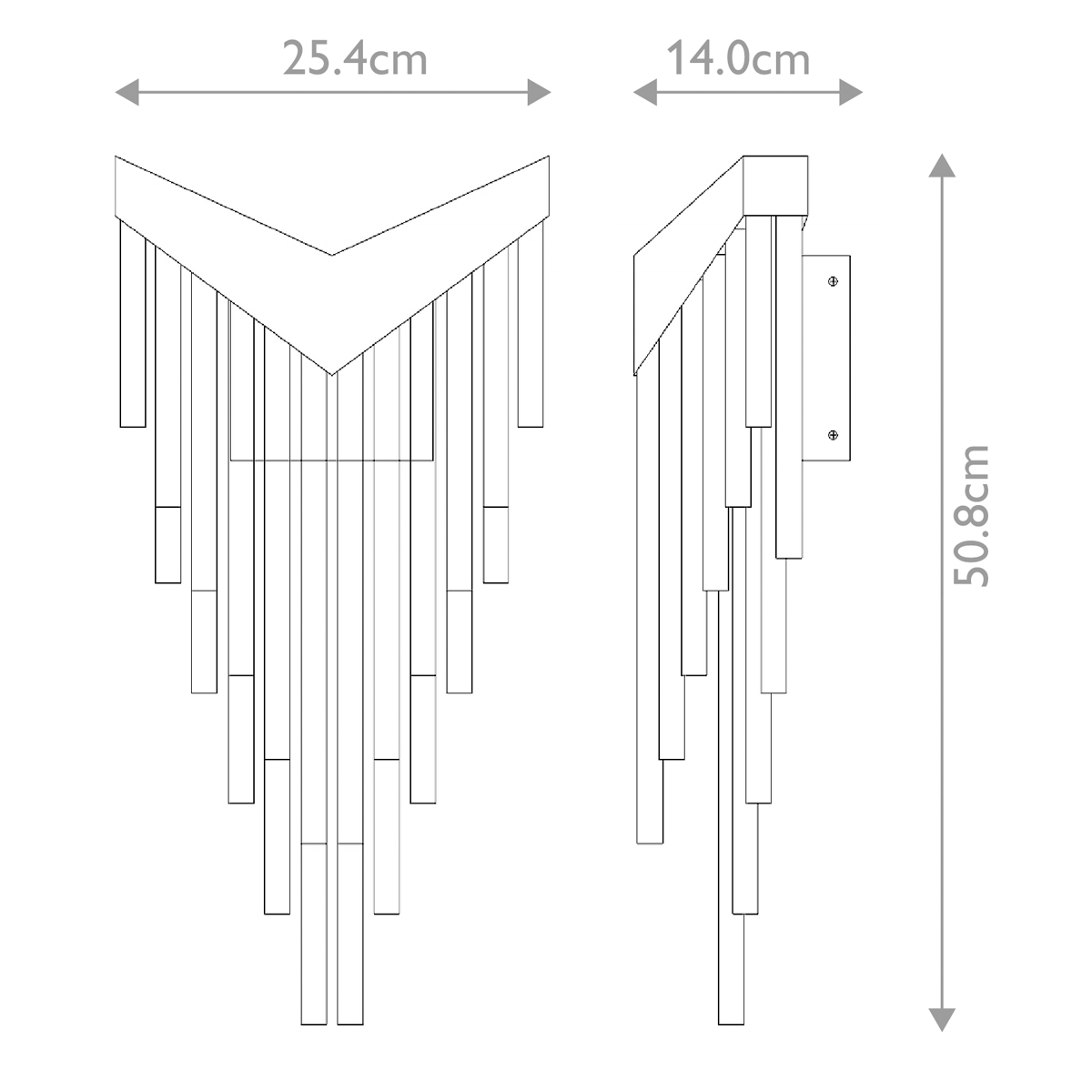 KINKIET w kształcie litery V, z matowo złotym detalem i akrylowymi rurkami, nowoczesny design, wymiary KINKIET w kształcie litery V, z matowo złotym detalem i akrylowymi rurkami, nowoczesny design, wymiary