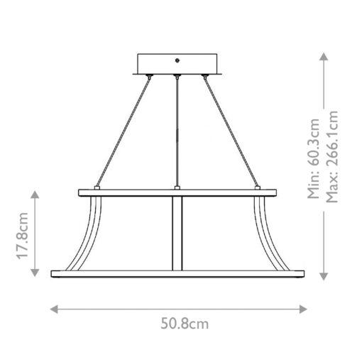 LAMPA WISZĄCA CADOUX z LEDowym żródłem światła, czarna matowa rama, nowoczesny styl, wymiary