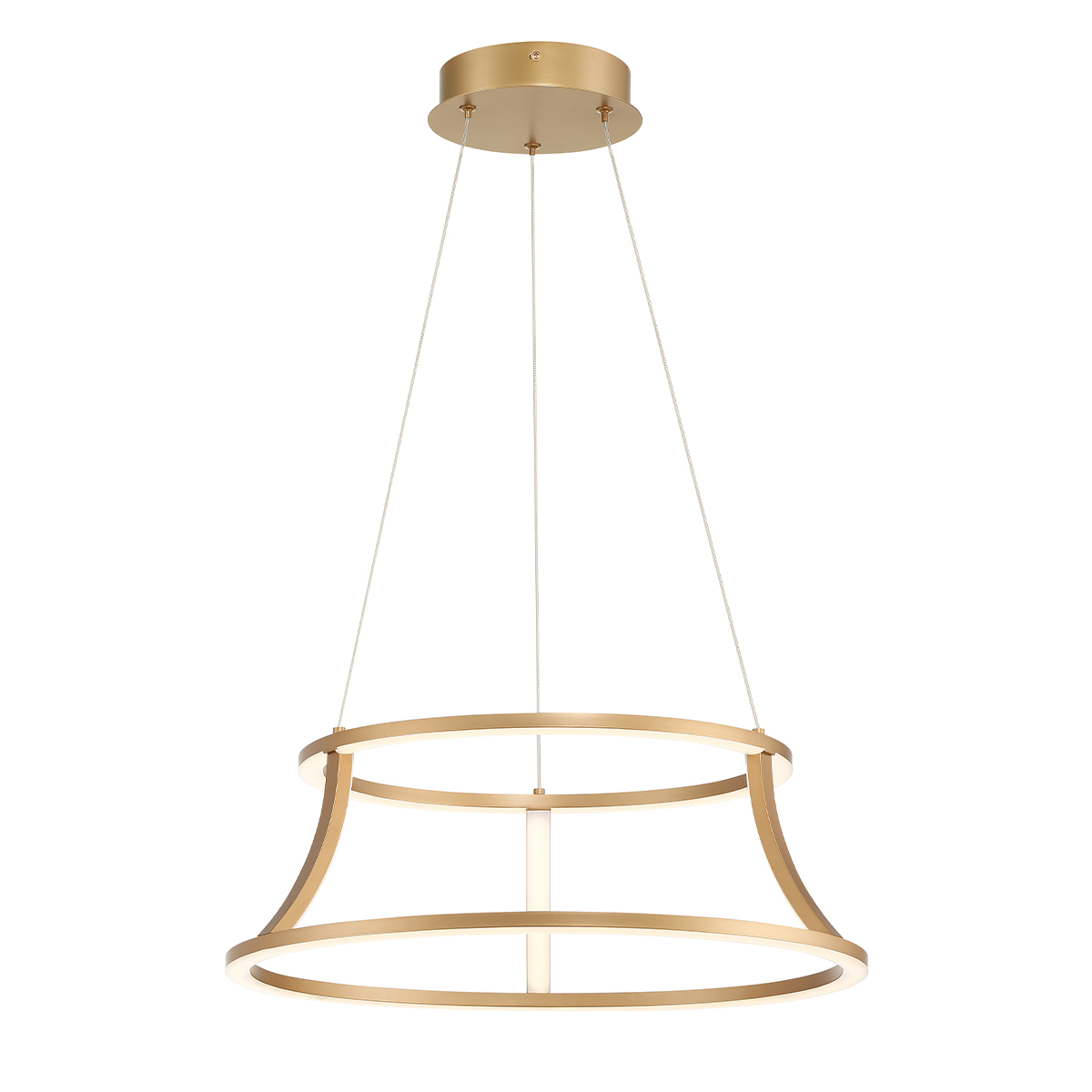 LAMPA WISZĄCA CADOUX z LEDowym żródłem światła, satynowo złota rama, nowoczesny styl