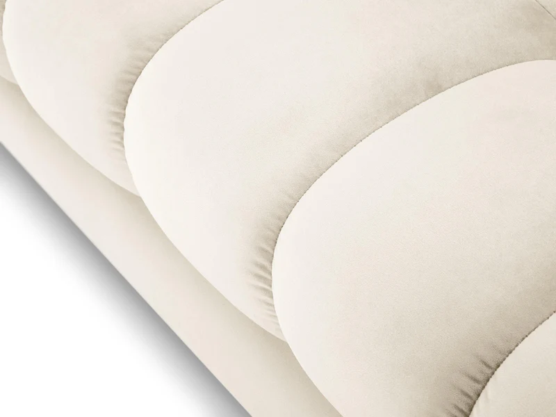 NAROŻNIK z przeszywanym siedziskiem na złotych nogach, aksamitna tapicerka oraz strona do wyboru, jasnobeżowy-złoty, ekskluzywny