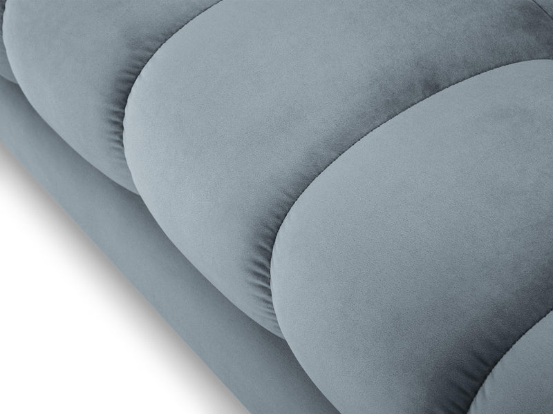 NAROŻNIK z przeszywanym siedziskiem na złotych nogach, aksamitna tapicerka oraz strona do wyboru, jasnoniebieski-złoty, ekskluzywny