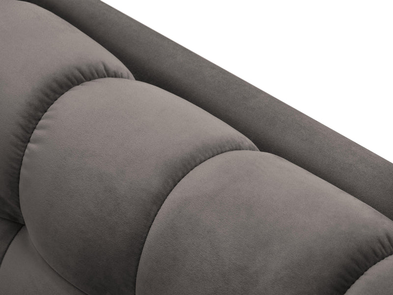 NAROŻNIK z przeszywanym siedziskiem na złotych nogach, aksamitna tapicerka oraz strona do wyboru, jasnoszary-złoty, wyjątkowy