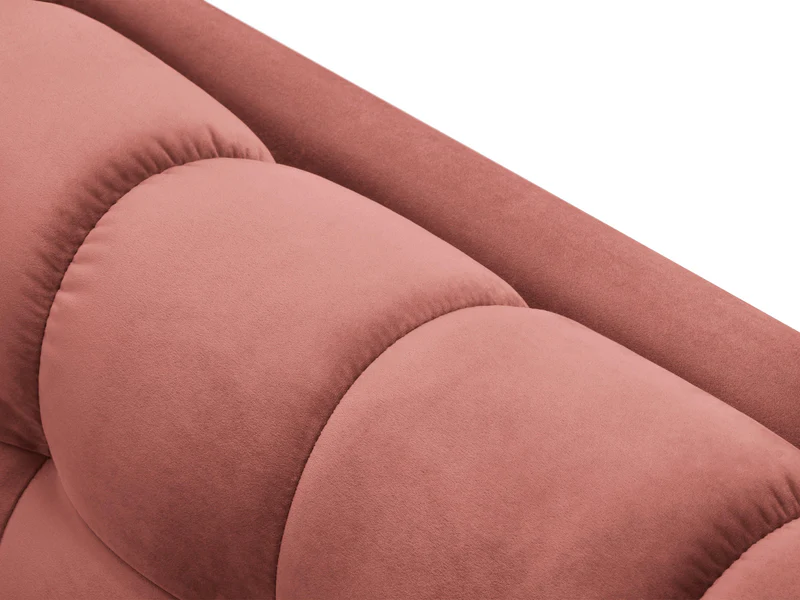 NAROŻNIK z przeszywanym siedziskiem na złotych nogach, aksamitna tapicerka oraz strona do wyboru, różowy-złoty, wyrafinowany