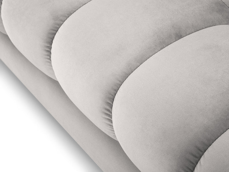 NAROŻNIK z przeszywanym siedziskiem na złotych nogach, aksamitna tapicerka oraz strona do wyboru, srebrno-złoty, do salonu