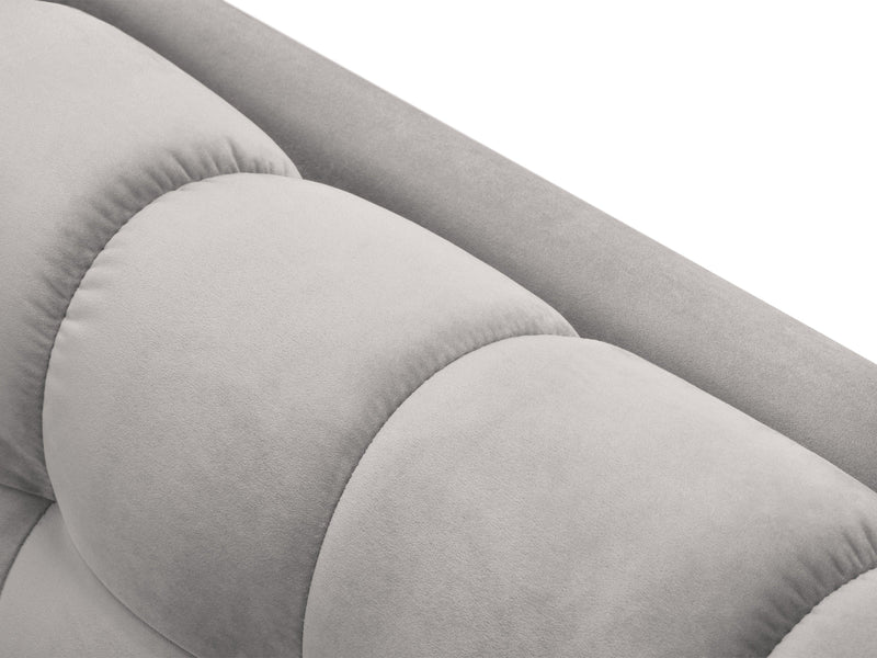 NAROŻNIK z przeszywanym siedziskiem na złotych nogach, aksamitna tapicerka oraz strona do wyboru, srebrno-złoty, premium