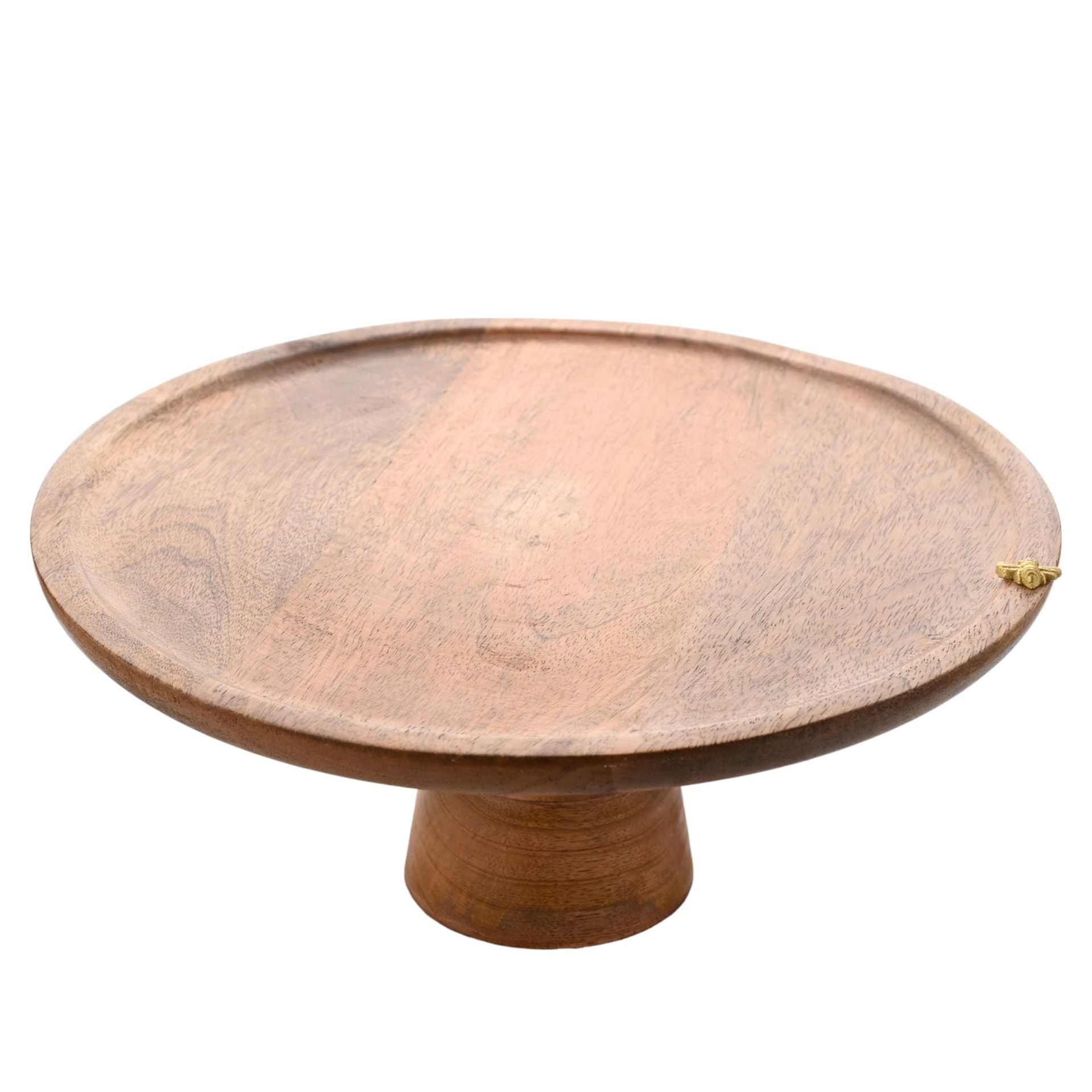 PATERA okrągła z drewna akacjowego, złota ozdobna pszczoła, nowoczesny styl