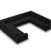 SOFA PANORAMICZNA 9-osobowa z przeszywanym siedziskiem na metalowych nogach, aksamitna tapicerka do wyboru, czarny-czarny, piekna
