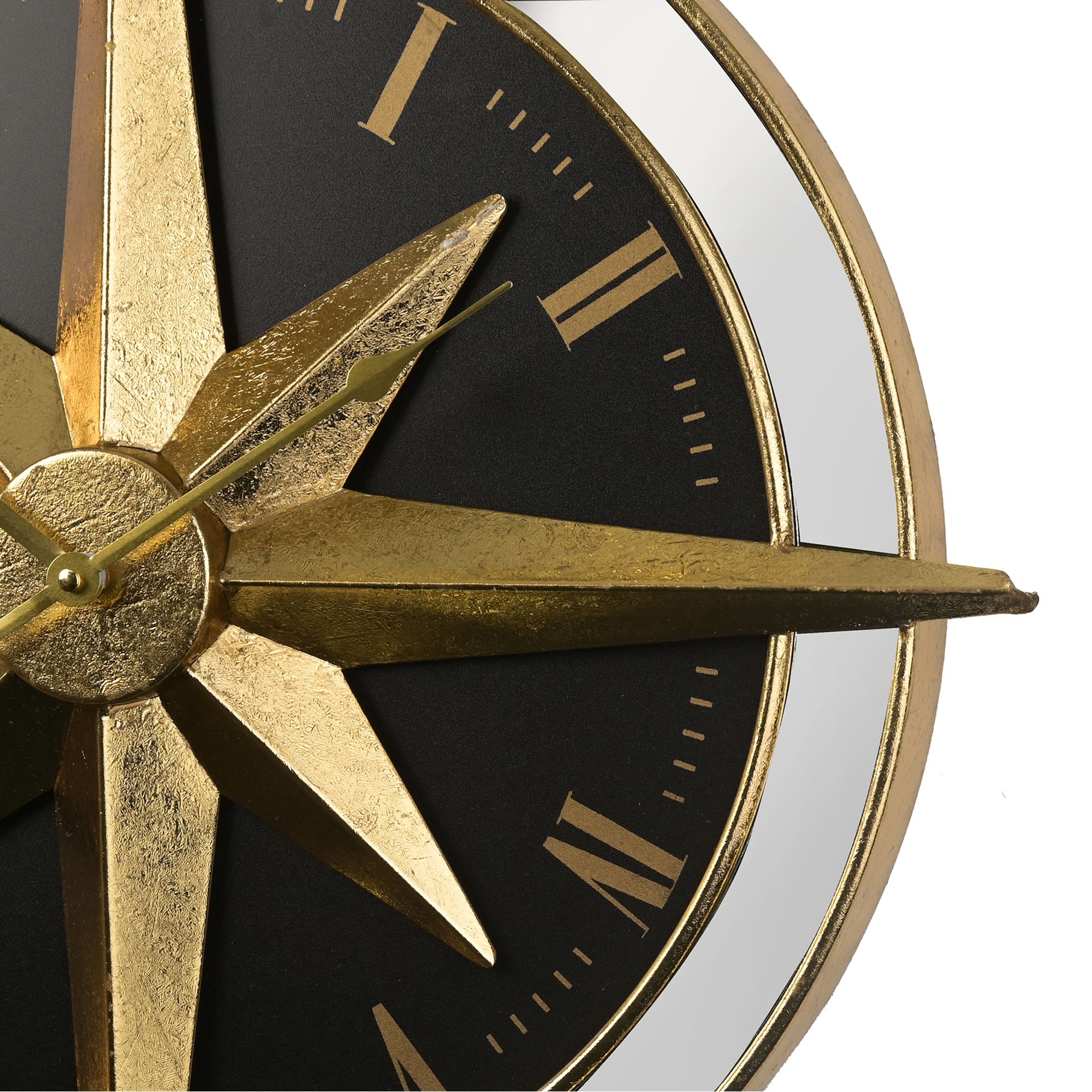 ZEGAR ŚĆIENNY w klasycznym stylu, czarno-złota tarcz, lustrzana obwódka, piękny ZEGAR ŚĆIENNY w klasycznym stylu, czarno-złota tarcz, lustrzana obwódka, piękny