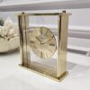ZEGAR STOJĄCY kwadratowy, złoty metalowy stelaż, szklany panel, styl nowoczesny, piękny ZEGAR STOJĄCY kwadratowy, złoty metalowy stelaż, szklany panel, styl nowoczesny, piękny