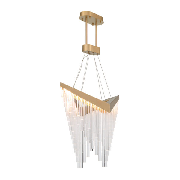 ŻYRANDOL VIVIEN w kształcie litery V, z matowo złotym detalem i akrylowymi rurkami, nowoczesny design, piękny ŻYRANDOL VIVIEN w kształcie litery V, z matowo złotym detalem i akrylowymi rurkami, nowoczesny design, piękny