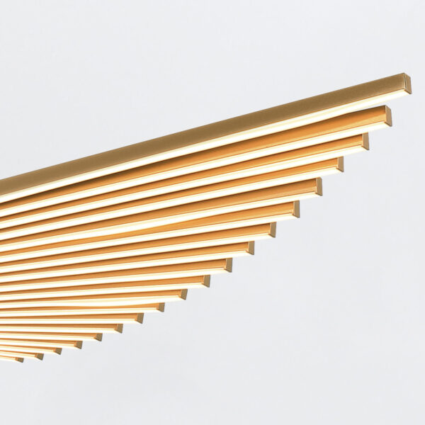 ŻYRANDOL w formie skrzydeł z matowo złotym wykończeniem, źródło światła LED, designerski styl, metalowy ŻYRANDOL w formie skrzydeł z matowo złotym wykończeniem, źródło światła LED, designerski styl, metalowy