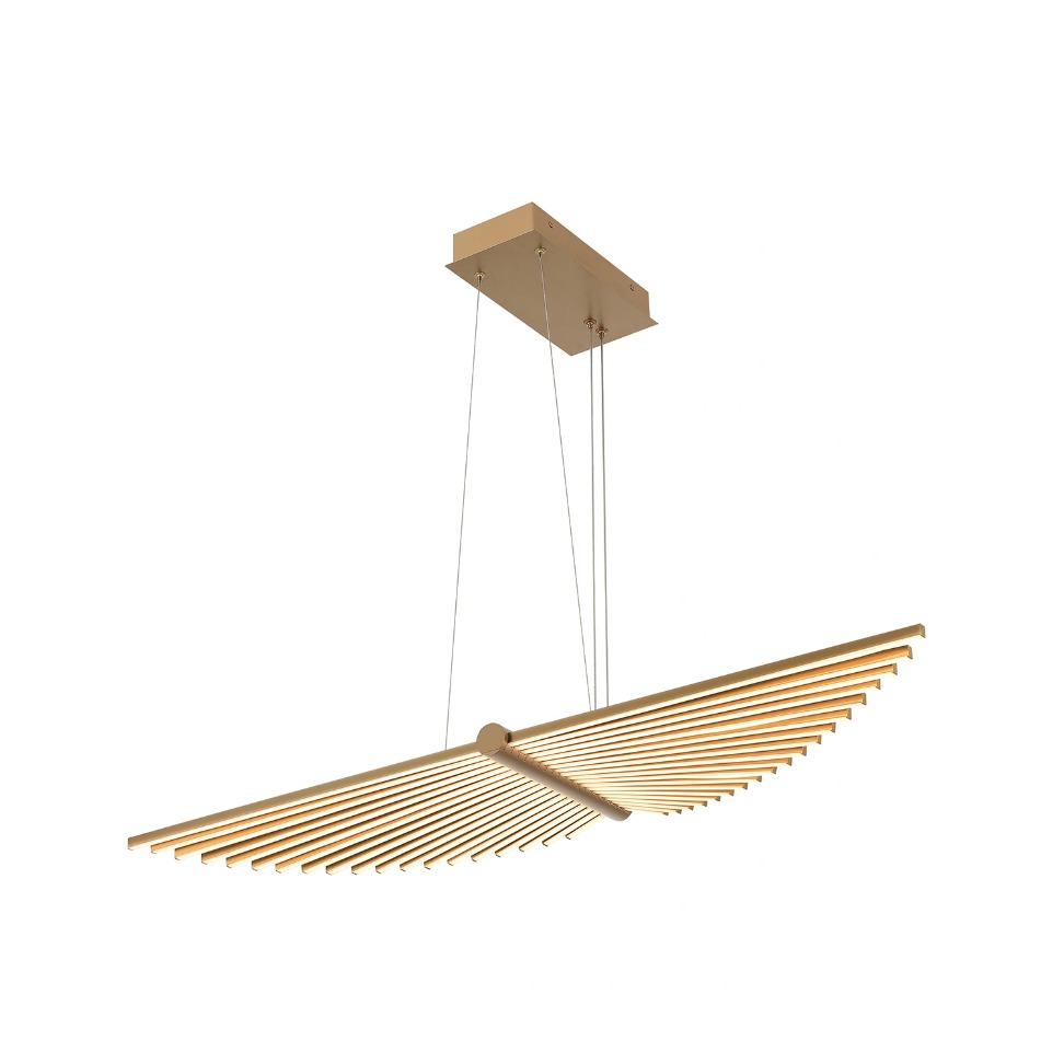 ŻYRANDOL w formie skrzydeł z matowo złotym wykończeniem, źródło światła LED, designerski styl ŻYRANDOL w formie skrzydeł z matowo złotym wykończeniem, źródło światła LED, designerski styl