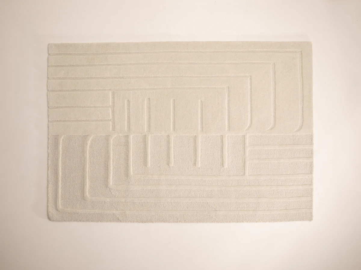 DYWAN Athia z naturalnej bawełny, prostokątny, beżowy, nowoczesny wzór, do salonu DYWAN Athia z naturalnej bawełny, prostokątny, beżowy, nowoczesny wzór, do salonu