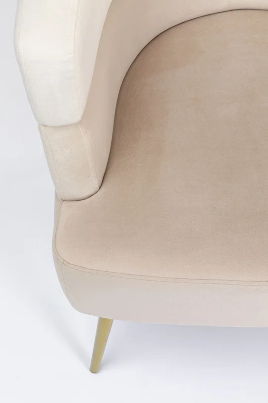 FOTEL Sandwich na złotych nogach, beżowa tapicerka, zaoblone kształty, designerski styl-3