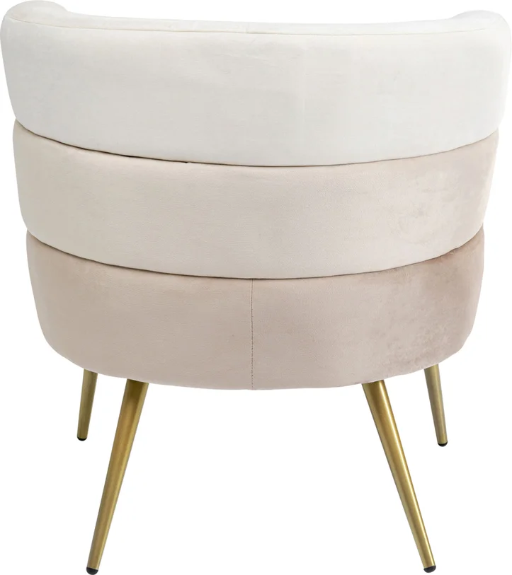 FOTEL Sandwich na złotych nogach, beżowa tapicerka, zaoblone kształty, designerski styl, wyjątkowy