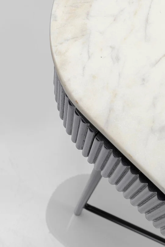 KONSOLA Glenn na metalowych nogach z drewnianym, ryflowanym korpusem i białym marmurowym blatem, nowoczesna-3 KONSOLA Glenn na metalowych nogach z drewnianym, ryflowanym korpusem i białym marmurowym blatem, nowoczesna-3