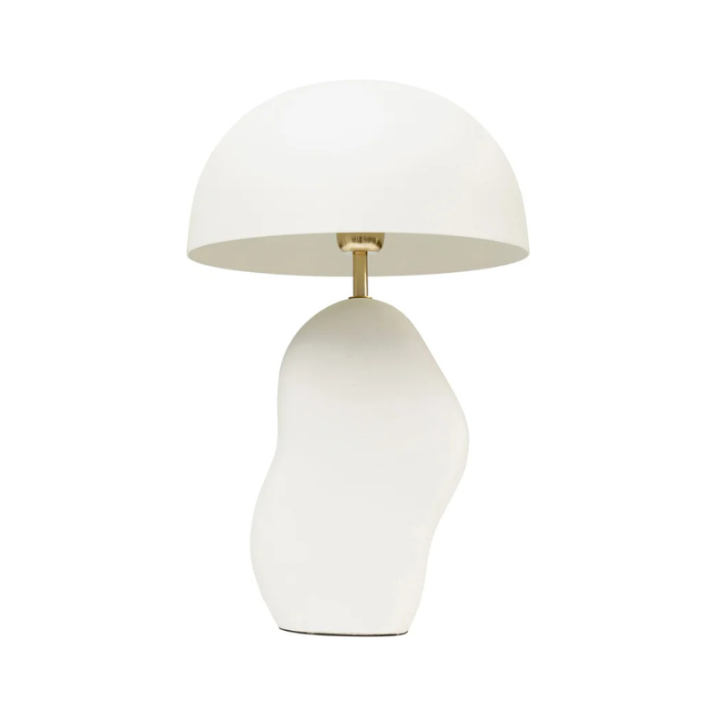 LAMPA STOŁOWA stalowa w białym kolorze o nieregularnym kształcie, designerski styl