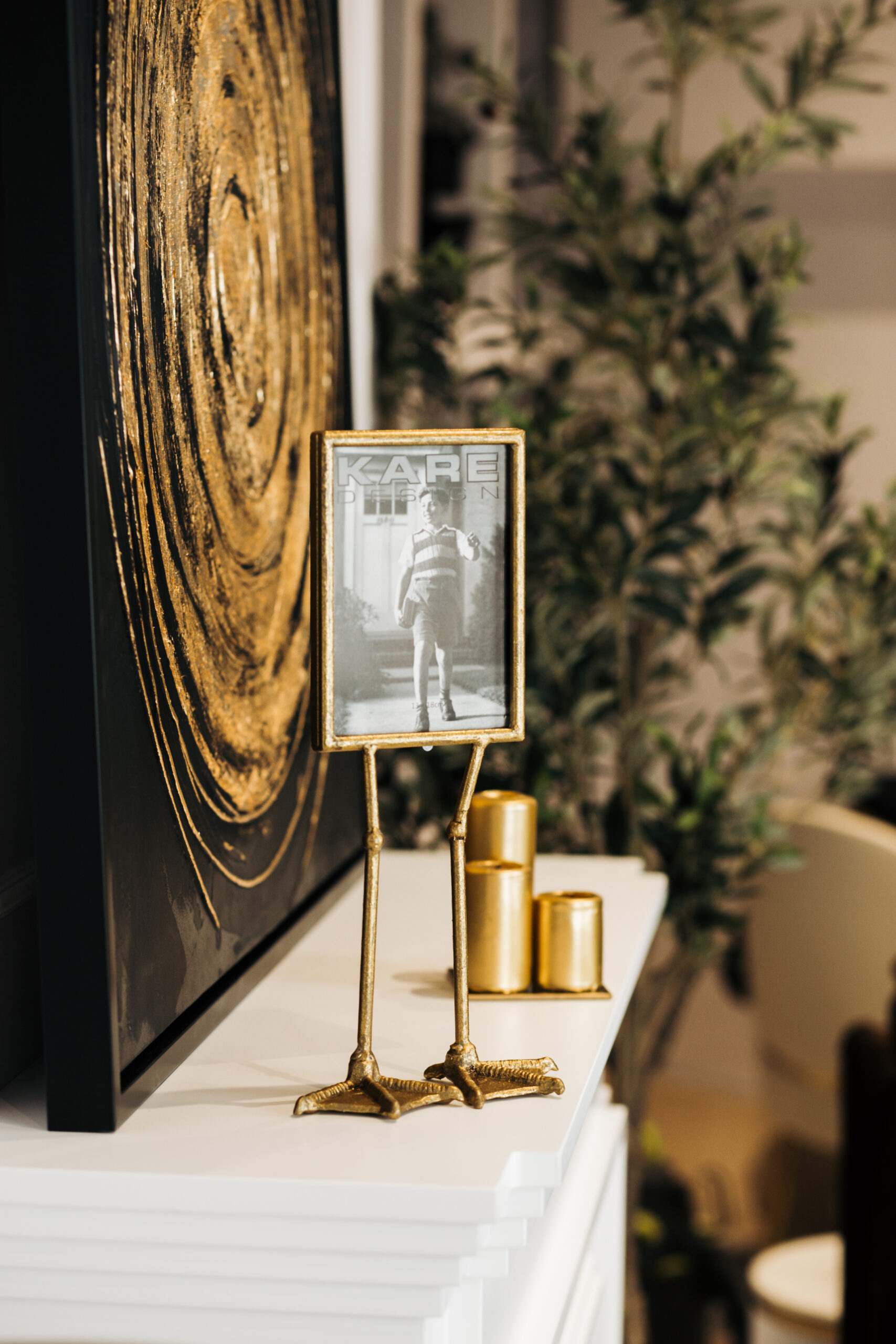 RAMKA NA ZDJĘCIE Duck Feet stojąca, metalowa, złote wykończenie, nowoczesny styl