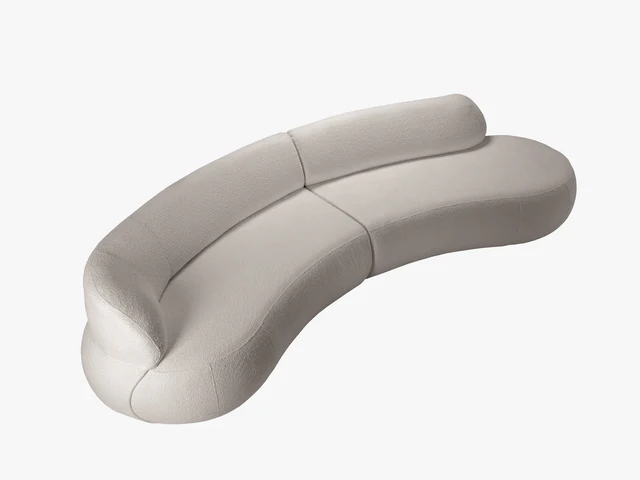 SOFA 4-osobowa Carrie o półokrągłej formie, zgrabne oparcia, loftowy, minimalistyczny styl, Abriamo 2, piękna