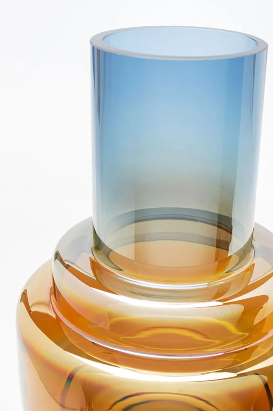 WAZON szklany o nieregularnym kształcie, niebiesko-bursztynowy, nowoczesny styl, piękny WAZON szklany o nieregularnym kształcie, niebiesko-bursztynowy, nowoczesny styl, piękny