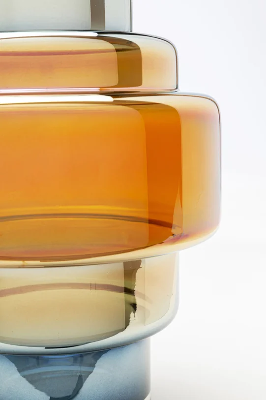 WAZON szklany o nieregularnym kształcie, niebiesko-bursztynowy, nowoczesny styl, wyjątkowy WAZON szklany o nieregularnym kształcie, niebiesko-bursztynowy, nowoczesny styl, wyjątkowy