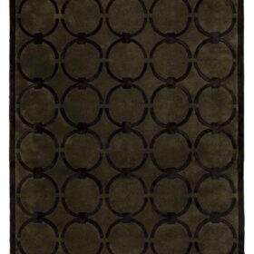 DYWAN Glam Dark Green Black czarny z zielonym geometrycznym wzorem, ręcznie tkany, z wełny nowozelandzkiej i wiskozy