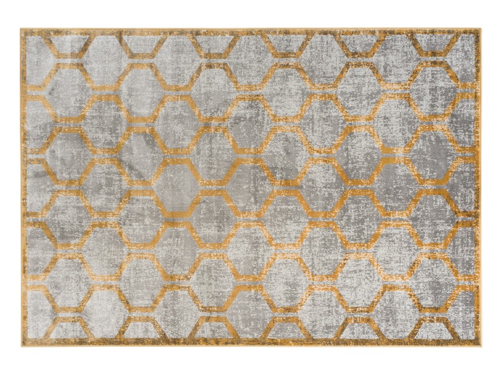 DYWAN Nuran, prostokątny, szaro-złoty, z polipropylenu, klasyczny styl DYWAN Nuran, prostokątny, szaro-złoty, z polipropylenu, klasyczny styl