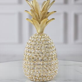 FIGURKA DEKORACYJNA Ananas z funkcją świecznika, metalowo-szklany, srebrny, nowoczesny styl