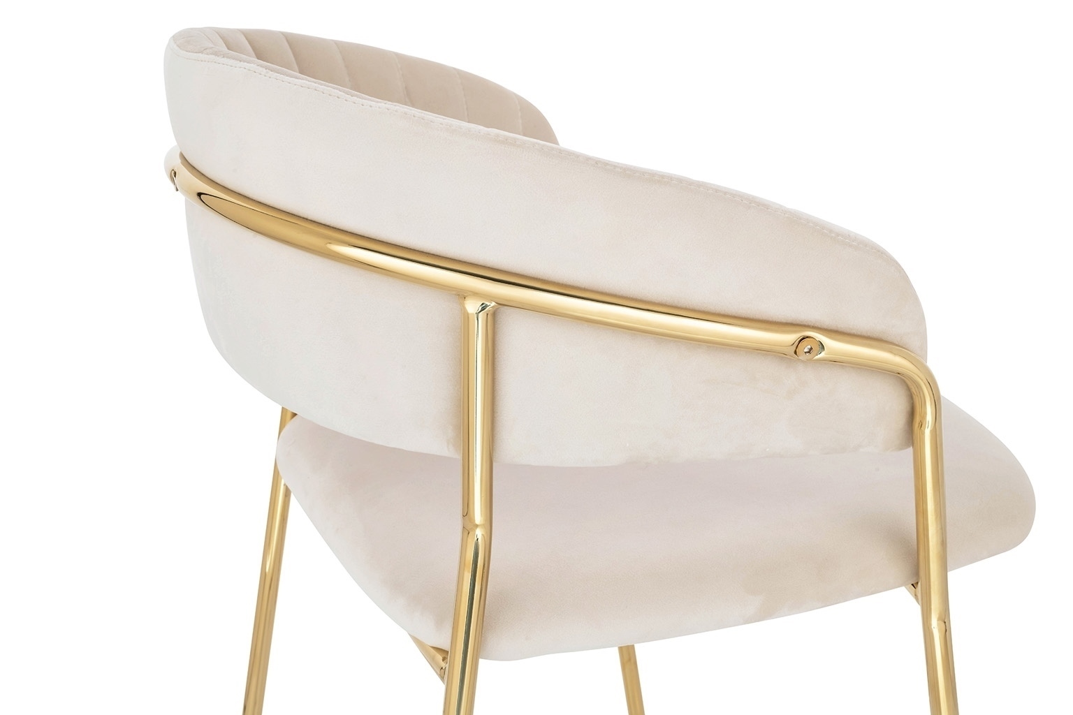 KRZESŁO Margo, na złotych nogach, welurowa beżowa tkanina, przeszywane oparcie, nowoczesny styl, designerskie KRZESŁO Margo, na złotych nogach, welurowa beżowa tkanina, przeszywane oparcie, nowoczesny styl, designerskie