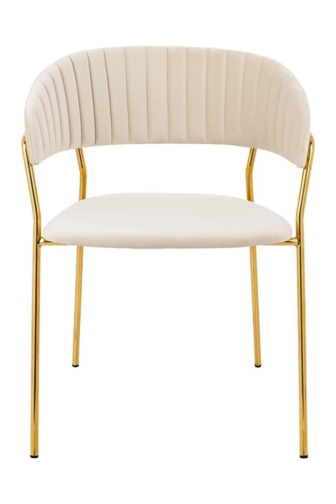 KRZESŁO Margo, na złotych nogach, welurowa beżowa tkanina, przeszywane oparcie, nowoczesny styl, ekskluzywne KRZESŁO Margo, na złotych nogach, welurowa beżowa tkanina, przeszywane oparcie, nowoczesny styl, ekskluzywne