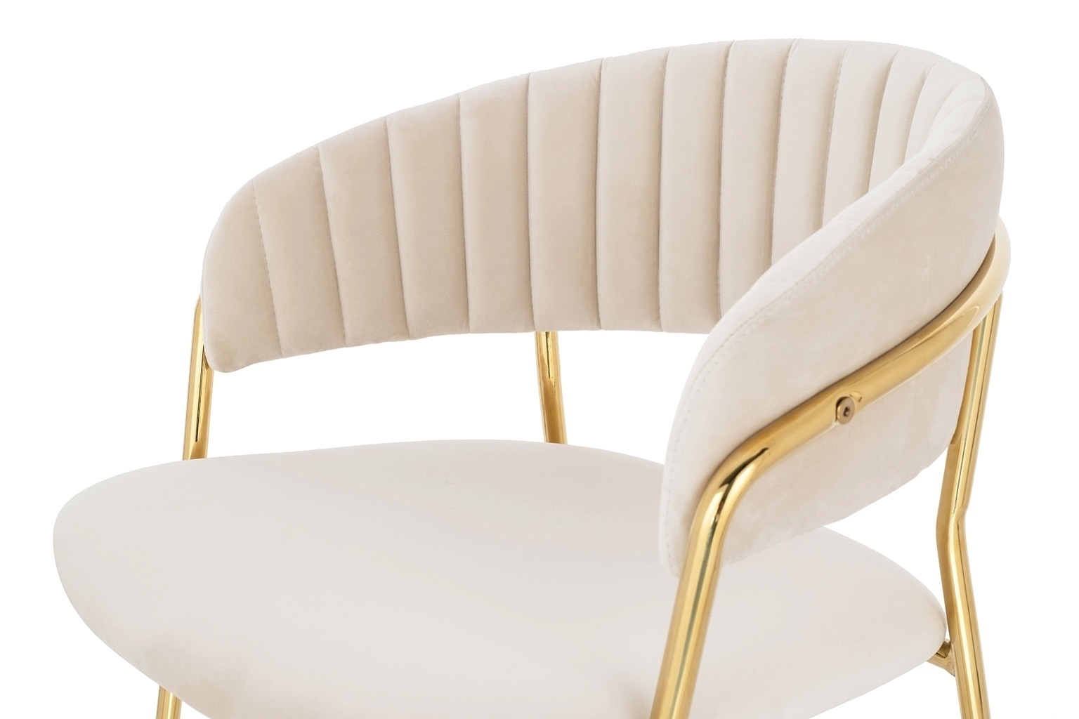 KRZESŁO Margo, na złotych nogach, welurowa beżowa tkanina, przeszywane oparcie, nowoczesny styl, wyrafinowane KRZESŁO Margo, na złotych nogach, welurowa beżowa tkanina, przeszywane oparcie, nowoczesny styl, wyrafinowane