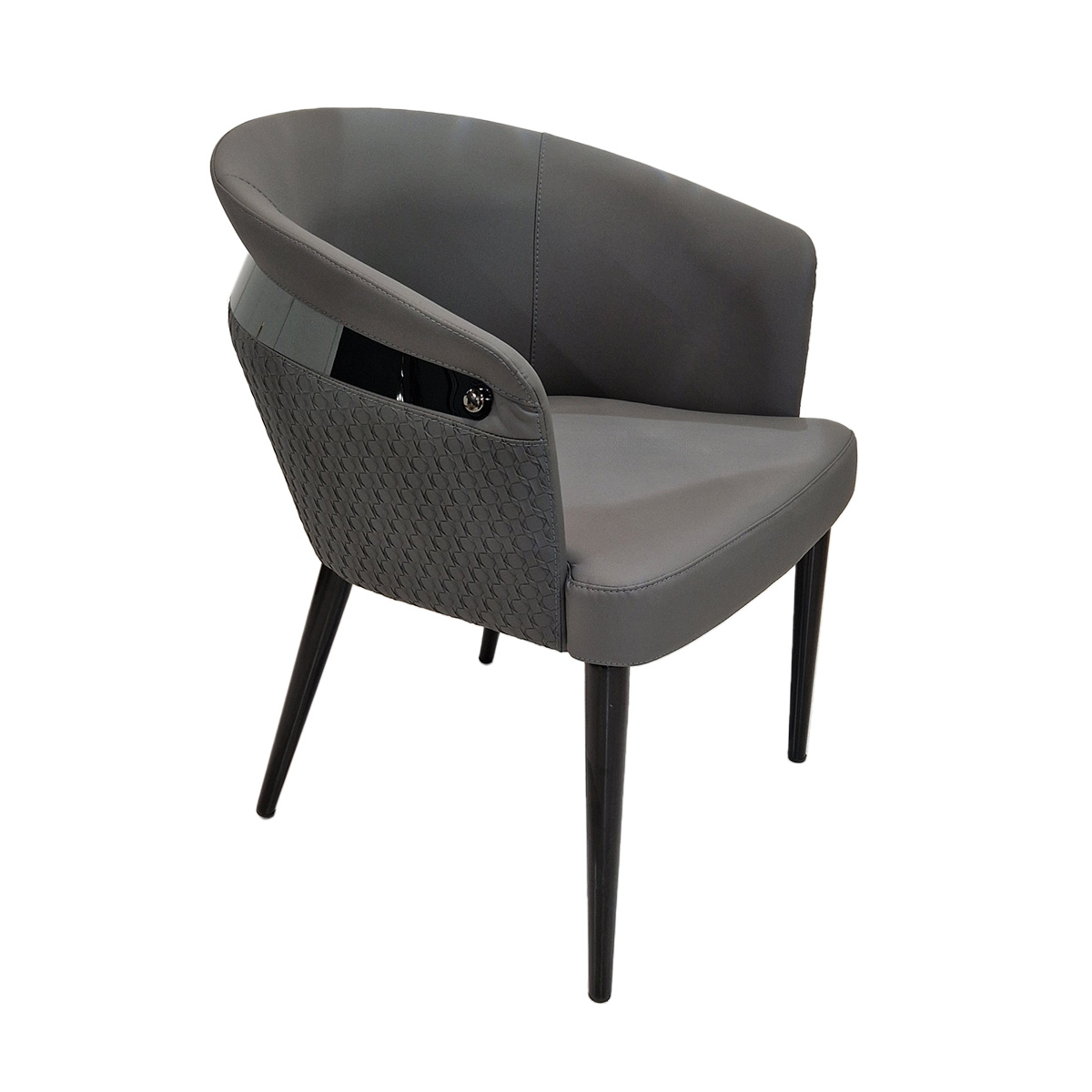 KRZESŁO na czarnych nogach, grafitowe obicie z ekoskóry, pikowane oparcie, nowoczesny design