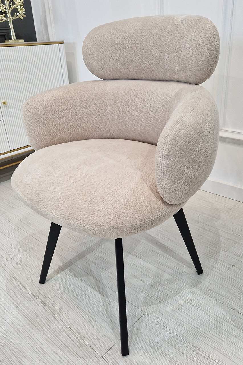 KRZESŁO na czarnych nogach, obrotowe siedzisko, welurowa tkanina, nowoczesny styl, beżowe, nowoczesne KRZESŁO na czarnych nogach, obrotowe siedzisko, welurowa tkanina, nowoczesny styl, beżowe, nowoczesne