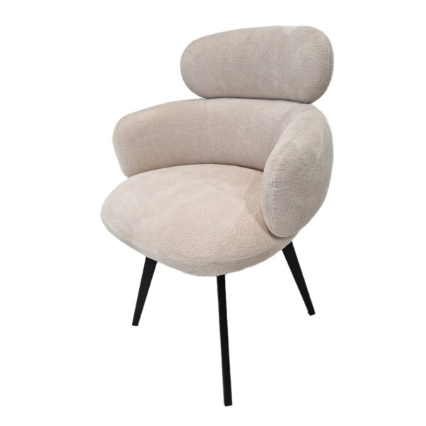 KRZESŁO na czarnych nogach, obrotowe siedzisko, welurowa tkanina, nowoczesny styl, beżowe KRZESŁO na czarnych nogach, obrotowe siedzisko, welurowa tkanina, nowoczesny styl, beżowe