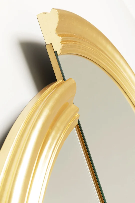 LUSTRO ŚCIENNE Double Vision o nieregularnym kształcie, złota drewniana rama, nowoczesny glamour, designerskie LUSTRO ŚCIENNE Double Vision o nieregularnym kształcie, złota drewniana rama, nowoczesny glamour, designerskie