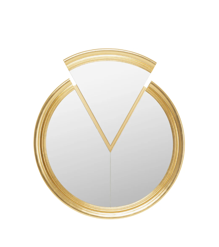 LUSTRO ŚCIENNE Double Vision o nieregularnym kształcie, złota drewniana rama, nowoczesny glamour LUSTRO ŚCIENNE Double Vision o nieregularnym kształcie, złota drewniana rama, nowoczesny glamour