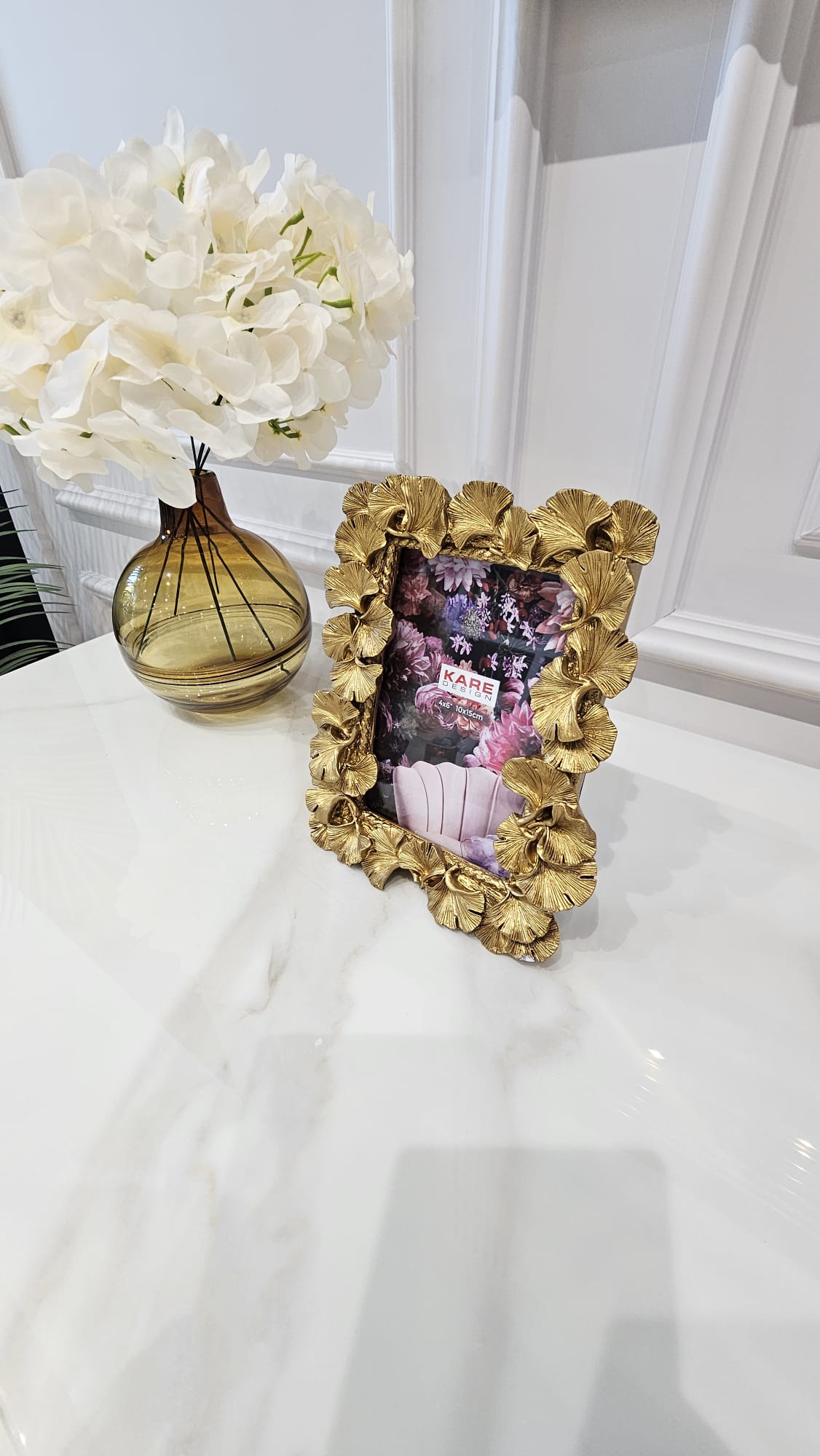 RAMKA NA ZDJĘCIE Ginko Leaf złota, motyw liści, nowoczesny styl, ekskluzywna