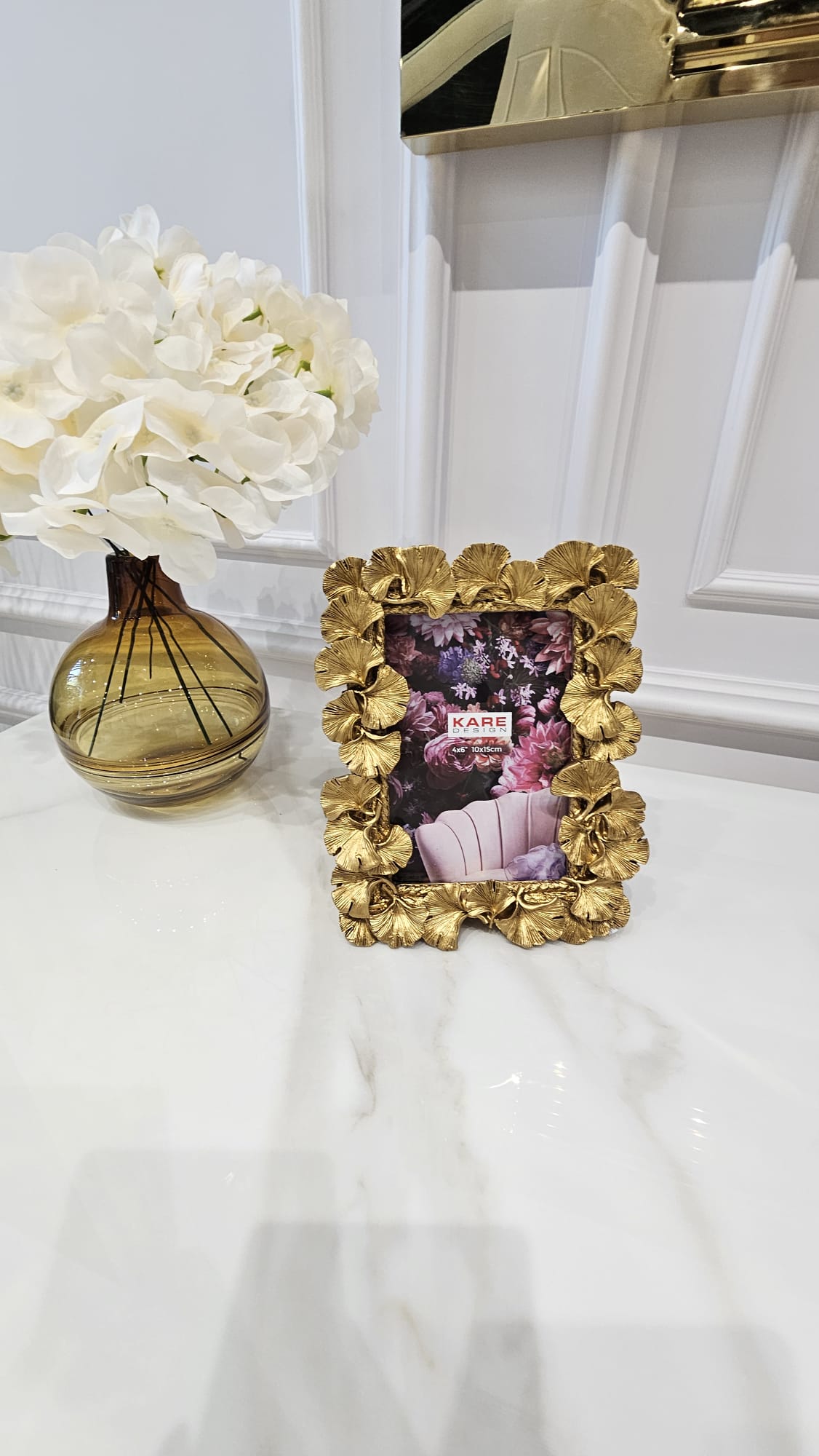 RAMKA NA ZDJĘCIE Ginko Leaf złota, motyw liści, nowoczesny styl, piękna