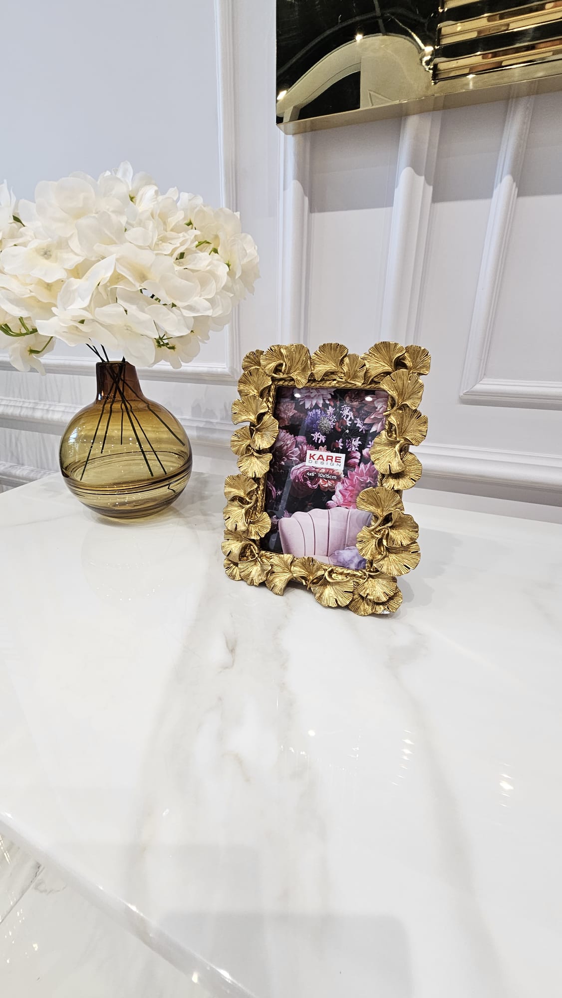 RAMKA NA ZDJĘCIE Ginko Leaf złota, motyw liści, nowoczesny styl