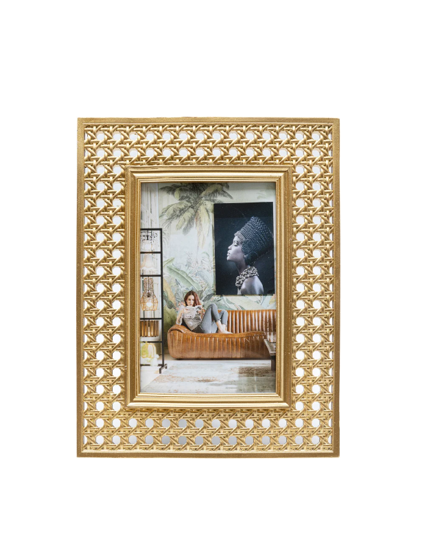 RAMKA NA ZDJĘCIE Holes złota z polirezyny, klasyczny styl RAMKA NA ZDJĘCIE Holes złota z polirezyny, klasyczny styl